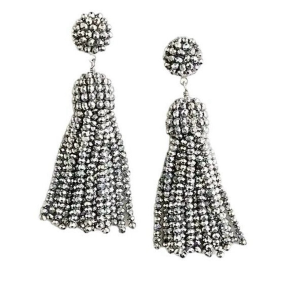 J. Crew silver bead tassel earrings!